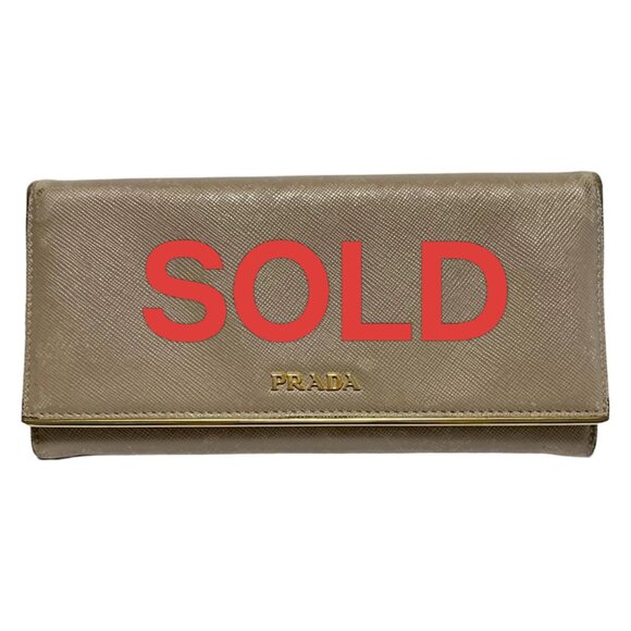 PRADA Beige Leather Long Wallet 104-052425 - Picture 1 of 6